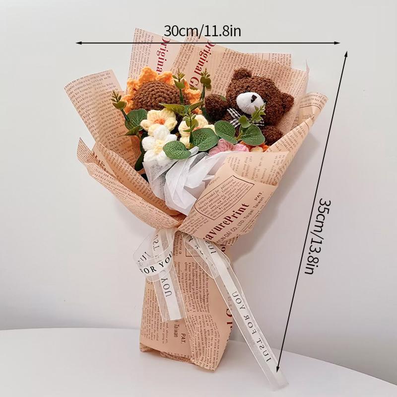 Crochet Flowers Bouquet Eternal Flower Wedding Gift for Guests Woven Sunflower Christmas Bouquet Cadeau Mariage Pour Invites