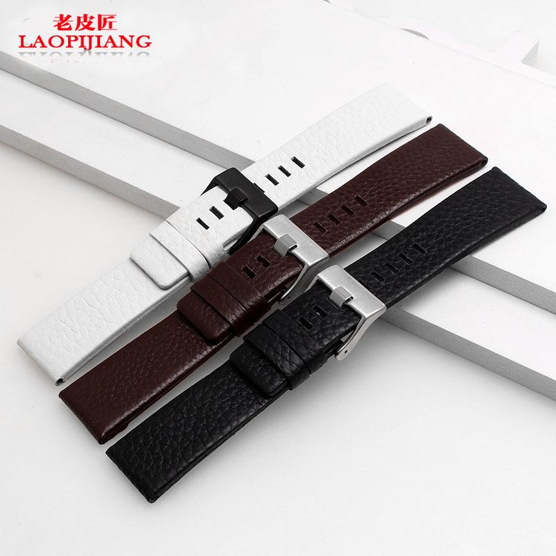 Genuine Leather Watchband for Diesel DZ1405 4323 4344 4427 7257 4283 Watches Pin Buckle Embossed bracelet 24 26 28mm Watch Strap