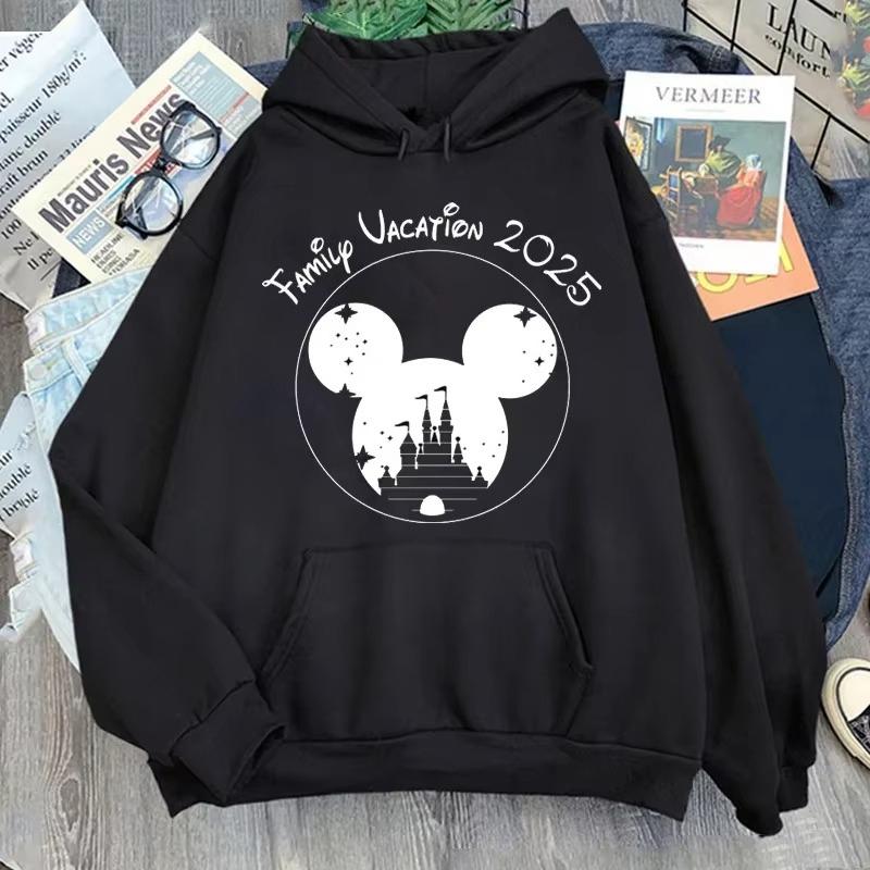 Disney 2025 Trip Printed Hoodies Fashion Female Casual Clothing Long Sleeve White Pullover Kawaii Cartoon Graphic Sweatshirt