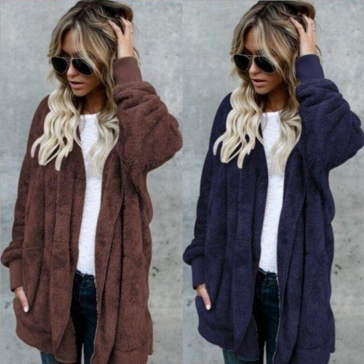 Women's Winter Warm Hooded Cardigan Long Sleeve Comfortable Hoodie Coat Fashion Windbreaker for Lady