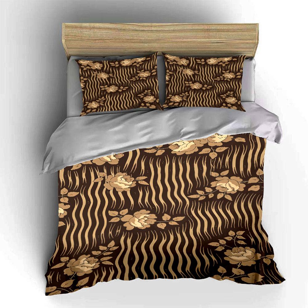 Beige Flowers, Wavy Stripes. Bedding Sets Duvet Cover Sets Duvet Covers Pillowcases(1 * Duvet Cover 2 * Pillowcases Without Duvet Insert)