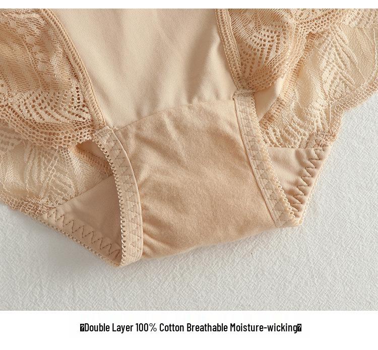 Sexy Damen-Unterwäsche in Übergröße, mittlerer Bund, nahtlos, mit Spitzenbesatz, atmungsaktiv - 200 Jin Dreieck-Slips