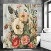Floral Shower Curtain, Bathroom Decorative Shower Curtain, Waterproof Shower Curtain with Hooks