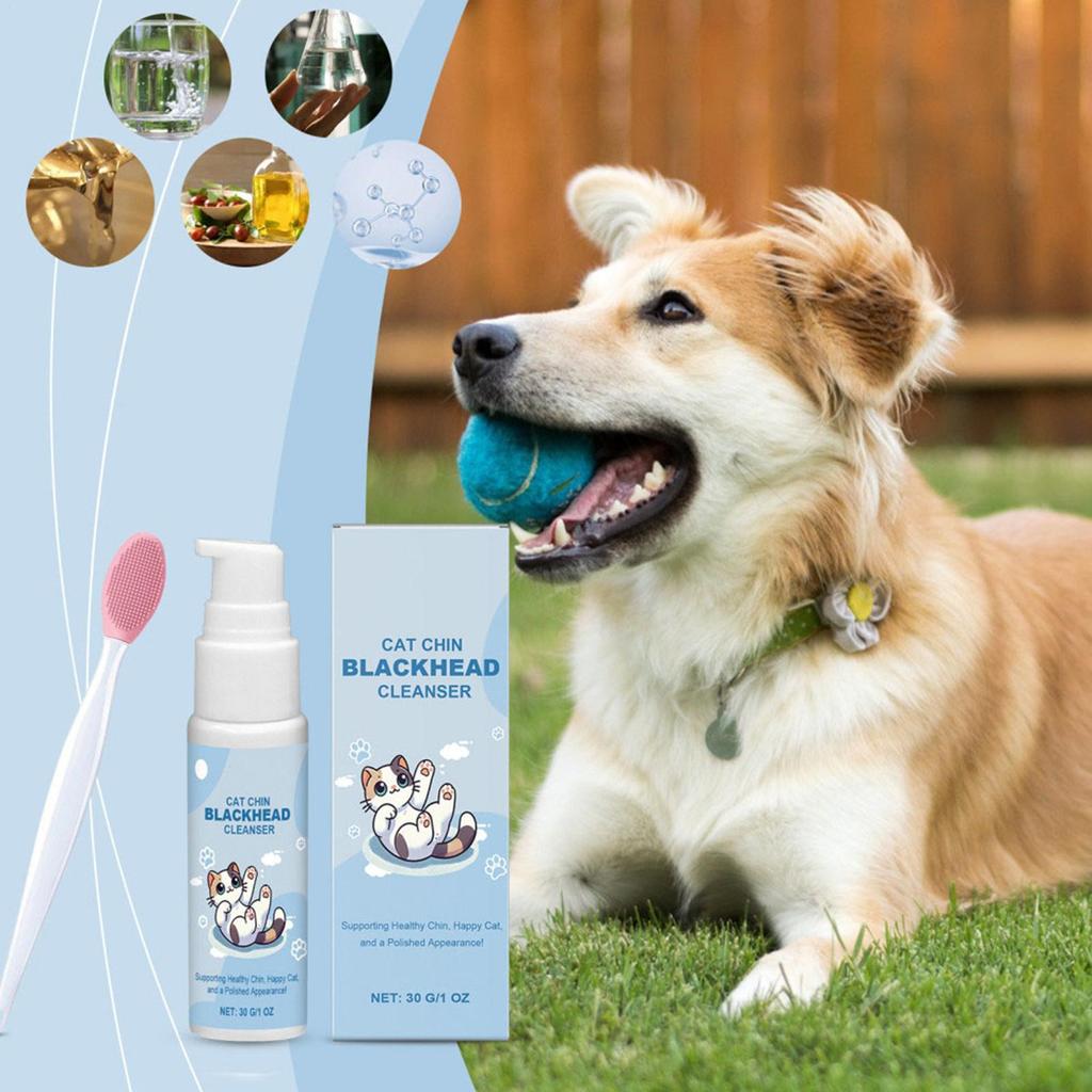 Cat Chin Cleaner 30g Blackhead Cleaning Lotion Pet Chin Acne Care Brush Grooming Supplies Tooth Stain Remover For Dogs Cats