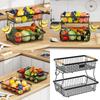 Fruit Organizer Basket Stackable Vegetable Storage Rack with 2 Banana Hangers Space Saving Bread Snacks Organizer