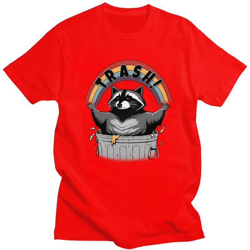 Custom Retro Live Fast Eat Trash Raccoon T Shirts for Men Pure Cotton Tees Racoon Panda Tshirts Short Sleeve Fashion Tshirt S