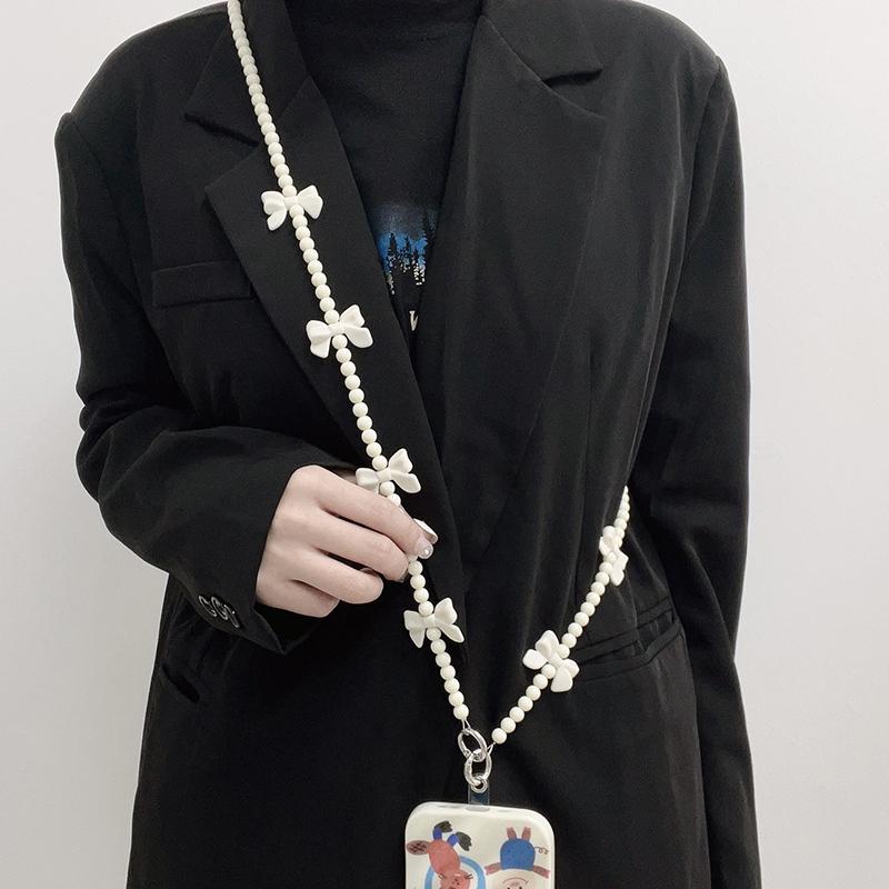 

Длинные ремни для телефона через плечо, модный черный, белый цвет, серия, ремешок для телефона, милый, простой, с бантом, сытный ремешок для телефона