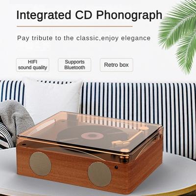 Retro Multifunctional CD Player Portable High Fidelity Audio Quality  Speaker All-in-one Multi Record Compatible Rechargeable Phonograph