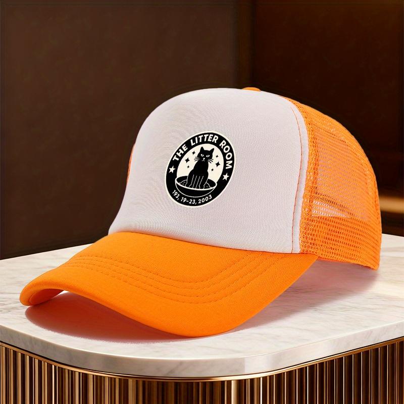 The Litter Room Black Cat Memorial Trucker Hat Polyester Mesh Baseball Cap Casual Unisex Adult