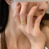 Trendy European & American Double Curved Surface Wide Band Ring - Double Layer Index & Finger Ring for Women