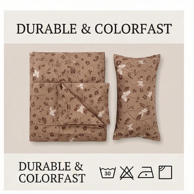 100% Bomull Naturlig Hampa Fyradelat Set - Klass A Tjockt och Lyxigt Retro Knäppt Ren Bomull Örngott och Lakan Set för Sängen.