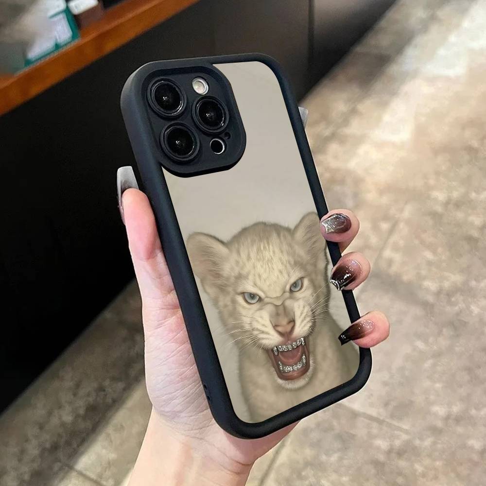 

Smiling Monkey Diamond Grill Phone Case For iPhone 17,16,15,14,13,12,11,Pro,Max,Plus,X,XS,SE4,E,Mini Black Thickened border Case iPhone 13