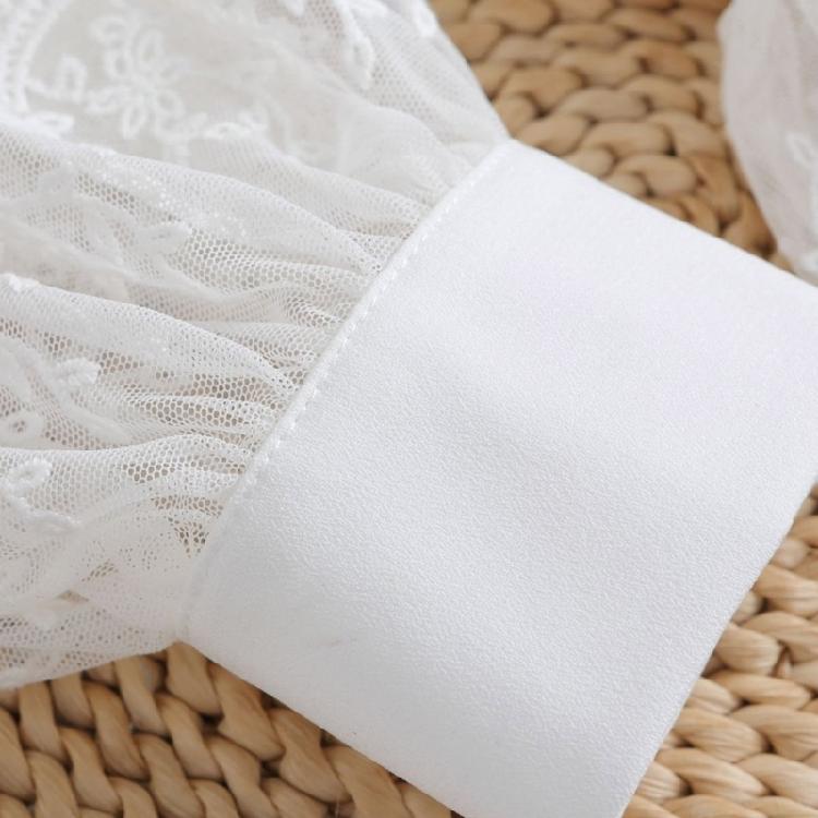 Lightweight Lace Wrist Sleeves Decorative Stretchy Design For Summer Outings Casual Outfits White