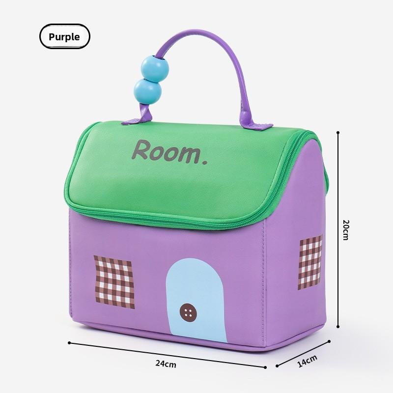 Large Capacity Waterproof Lunch Tote With House Exterior And Letter Print For Travel