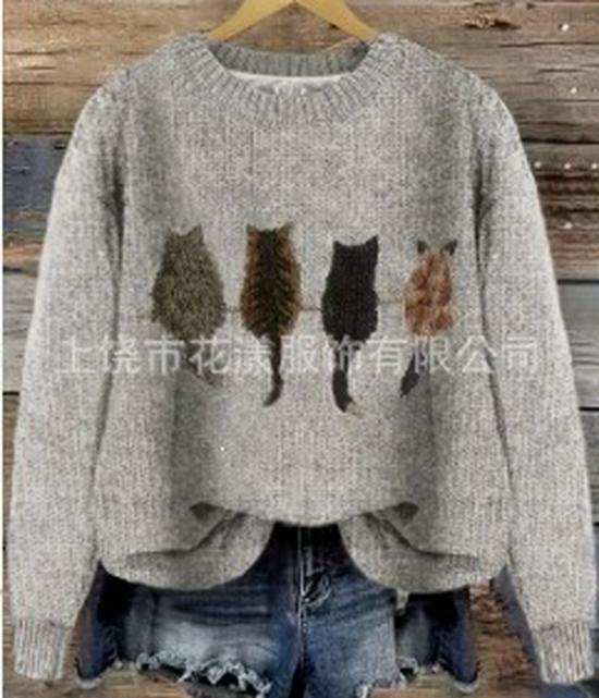 2025 3D Printed Loose Round Neck Sweatshirt - European & American Autumn Collection