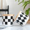 Black and White Checkered Ceramic Storage Tank, Sealed Tank, Suitable for Coffee, Nuts, Tea Boxes, Kitchen Storage Containers