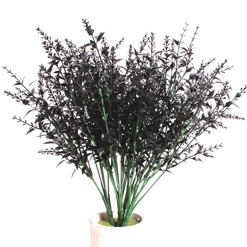 Halloween Black Artificial Plant Vine Eucalyptus Persian Fern Leaf Plastic Fake Flower Grass Home Party Garden Decor Photo Props