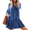 Ladies' Casual Denim Long Sleeved Single Breasted Dress