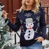 Modischer Schneemann-Weihnachtspullover für Damen, Schneeflocken-Weihnachtspullover mit Rundhalsausschnitt