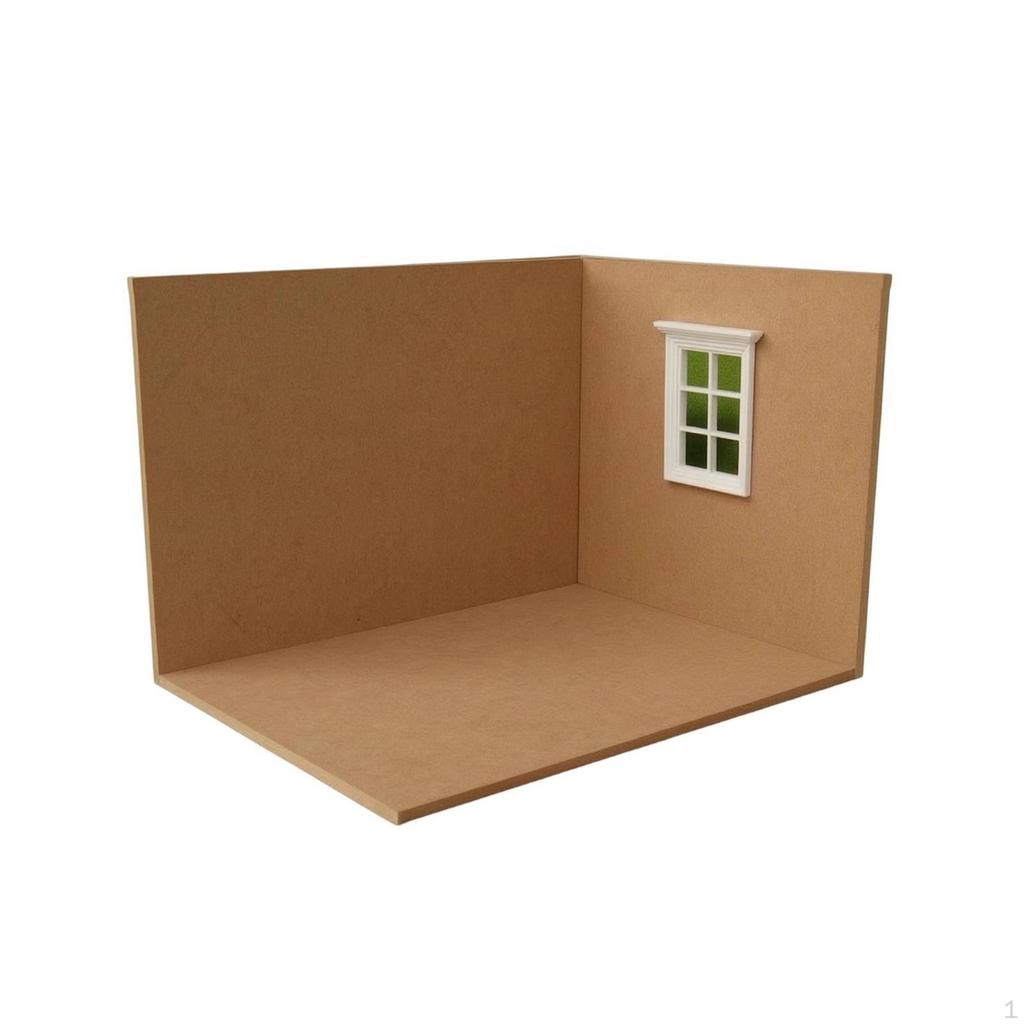 Dollhouse Room Backdrop Board 1:12 Scale Miniature Scene with Window