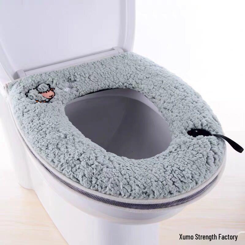 Large Washable Zipper Toilet Seat Cover - Thickened, Household Mat for Big Toilet Seats Zipper Toilet Cover Mat