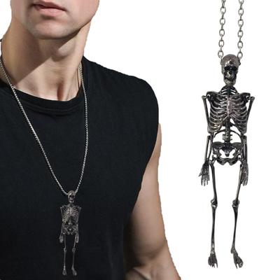Halloween Skelett Halskette bewegliche Gelenke Gothic Vintage Metall Skelett hängende Dekoration Kette