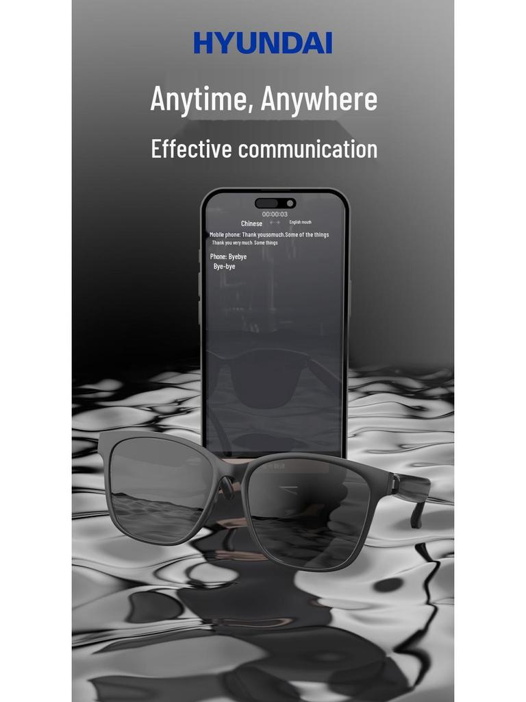HY-C8 AI Glasses: Wireless Bluetooth Earphones with Real-Time Translation & Multilingual Subtitles