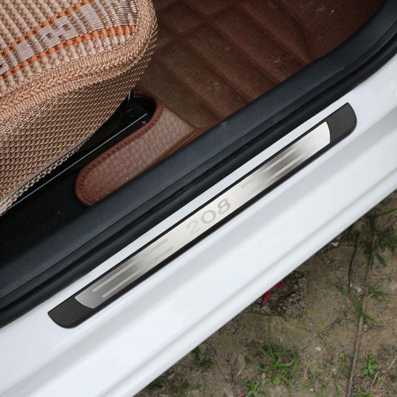 4Pcs/Set for Peugeot 208 2012 -  Stainless Steel Car Door Sill Plate Auto Pedals Protector Cover 