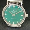 HAND-WINDING VINTAGE FAVRE LEUBA 253 TWIN POWER SWISS MENS GREEN WATCH A702049-5 R208-a702049