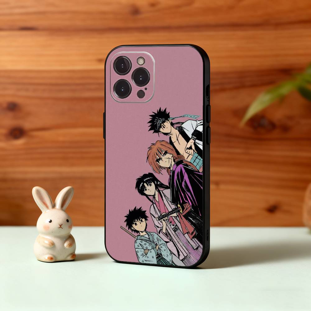 Anime R-Rurouni Kenshin Phone Case For iPhone17,16,15,14,13,12Plus,Pro Max,XS,5G Soft Silicone Black Cover