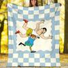 1 st Pippi Langkous 1 Thema Zachte Flanellen Plaid - Digitale Print, Polyester, Gezellig voor Alle Seizoenen, Perfect voor Buiten en Reizen