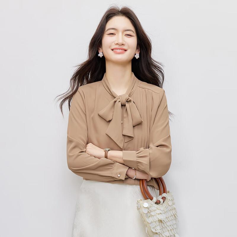 Kasey Women's Chiffon Bow Tie Long Sleeve Blouse