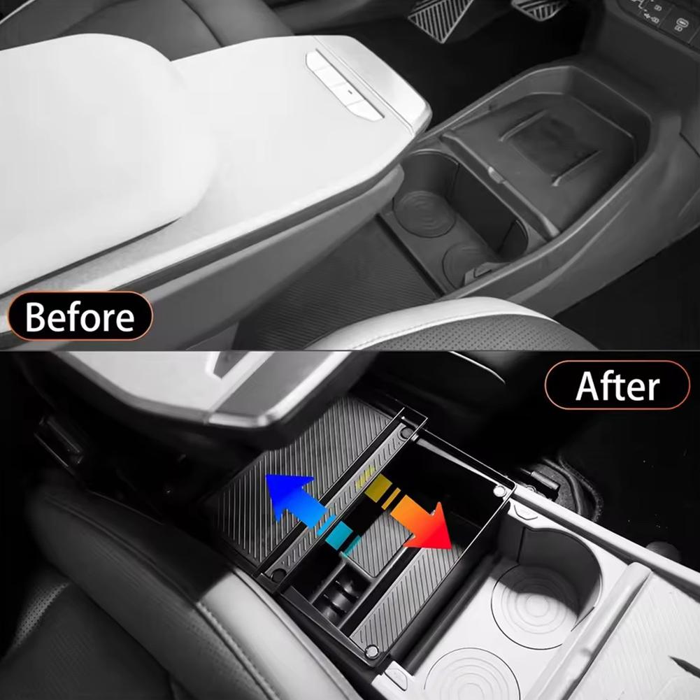 For Kia EV3 Armrest Under Storage Box Organizer Holder Tray Car Central Card Coin Stowing Tidying Car Interior Accessories