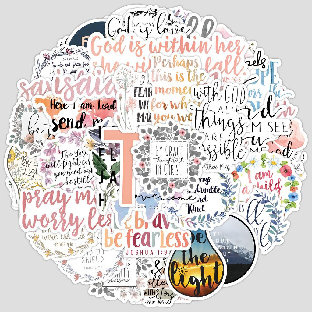 50 English Phrase Doodle Stickers for Mobile Phones and Computers, Waterproof Decorative Stickers, Creative DIY Stationery Stickers