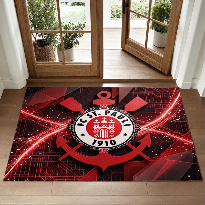 FC St. Pauli Football Design Crystal Velvet Rug Soft Decorative Mat for Bedroom Entrance