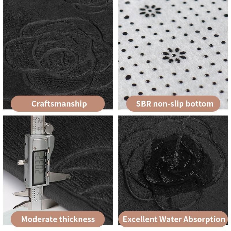 Tappetino da bagno con rose in rilievo Tappetino da bagno antiscivolo nel lavabo Vasca da bagno Tappeto da pavimento laterale Doccia Zerbino Memory Foam 3D Pad