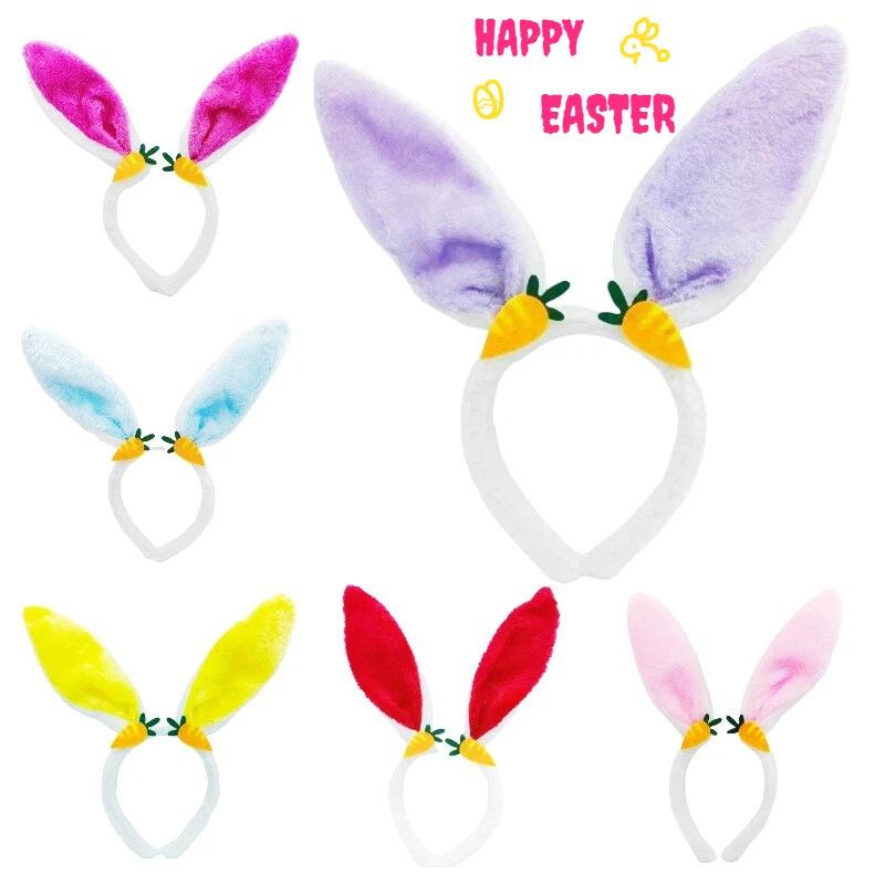 Neue Osterhasenohr-Haarbänder Plüsch-Hasenohren Karotten-Haarband Party Cosplay Kostüm Kopfschmuck Gesichtswasch-Haar-Accessoires Geschenk