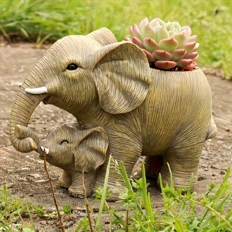 Light Weight Durability Resins Elephant Flower Pot Decorative Elephant Planter for Indoor Outdoor Decorative Use