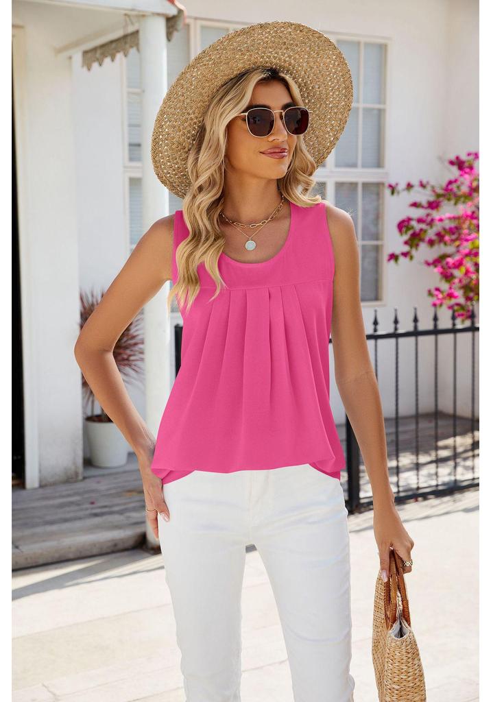 Temu 2024 Cross-Border Summer Sleeveless Chiffon Top