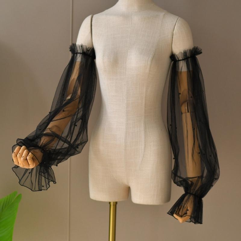 Lightweight Mesh Bride Arm Sleeves Elasticated Lace Trimmed Wedding Gloves Formal Occasion Dress Accessories