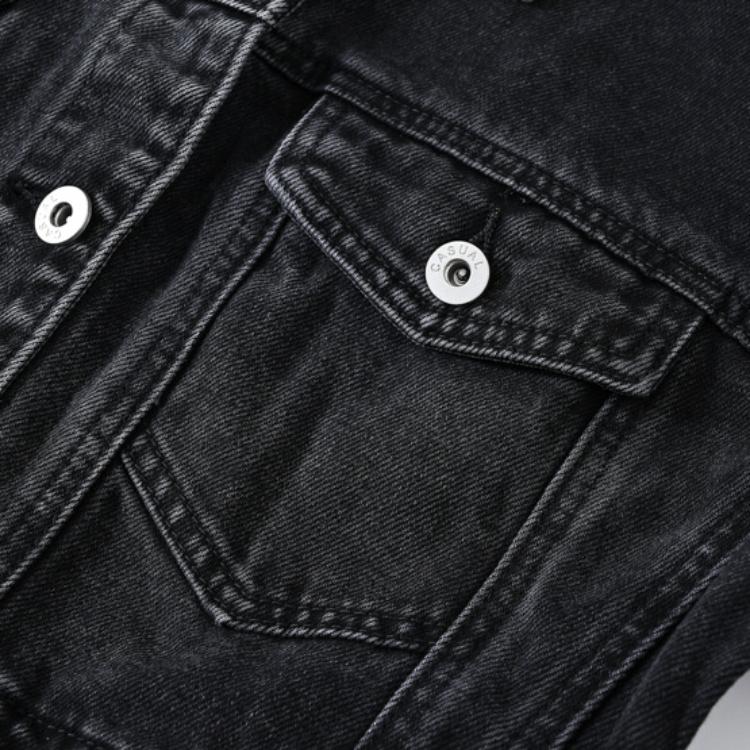 ZIMOXUAN Damen-Frühlings- und Herbst-Neuzugänge, Vintage-Jeansjacke in Blau mit hoher Taille, stilvolle Cowboy-Kurzjacke