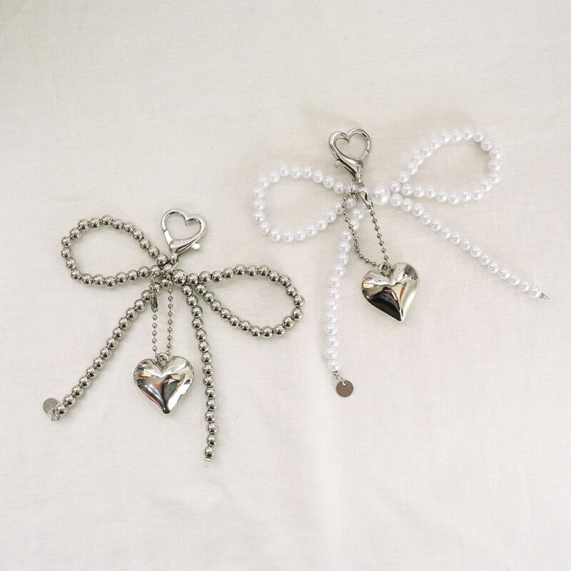 Ribbon pearl keyring Ribbon Pearl Keychain_Pearl