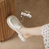 Women 2024 New Spring Solid Color PU Leather Square Toe Oversize Female Shoes With Rivet Decoration