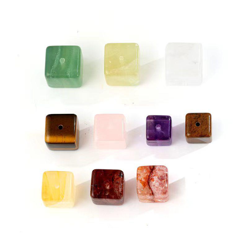 Golden Brown & Soft Pink Translucent Sugar Cube Bead Bracelet Accessories - DIY, Many Colors Available
