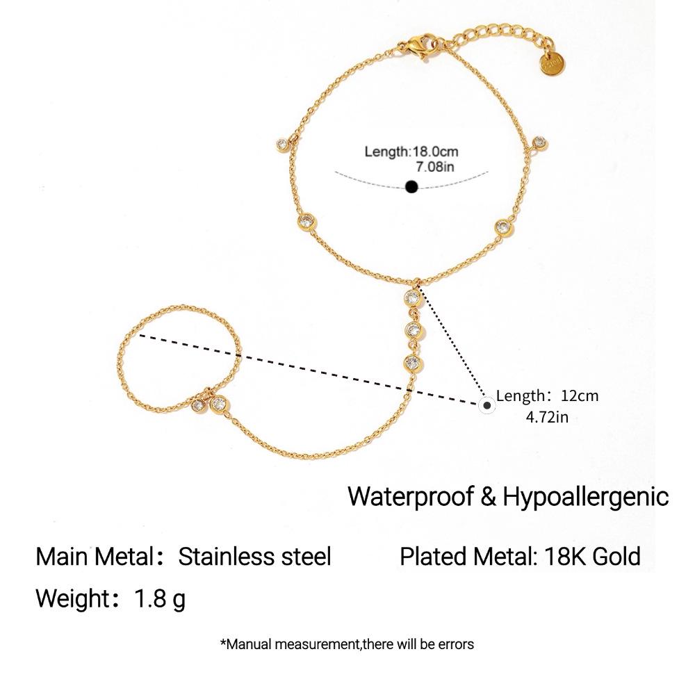 High-End Gold-Plated Stainless Steel Bracelet with Diamond Accents - European American Style