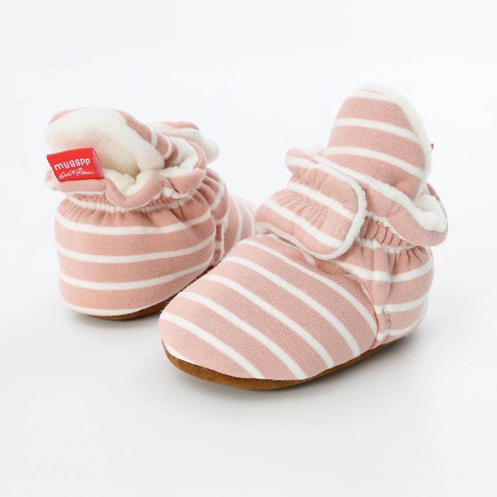 MYGGPP Striped Knitted Fabric 0-1 Years Old Baby Soft Bottom Shoes Baby Shoes Warm Shoes Baby Socks Overshoes