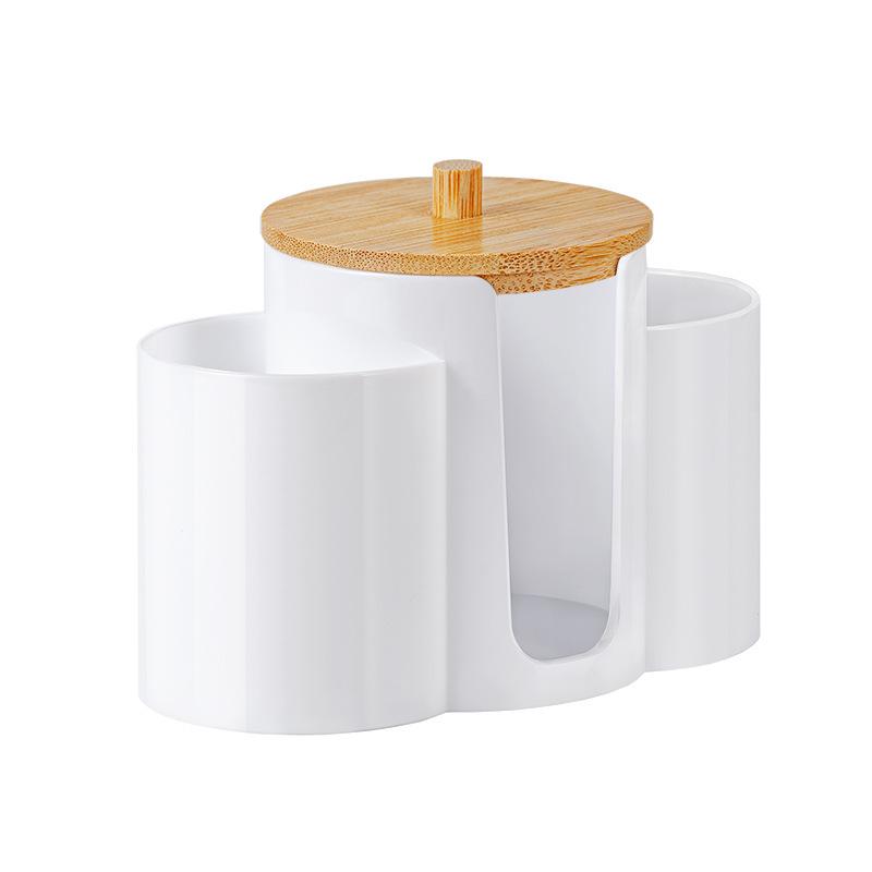 3-in-1 Makeup & Beauty Cotton Organizer Box for Cotton Pads, Swabs, Toothpicks, Dental Floss, Powder Puffs