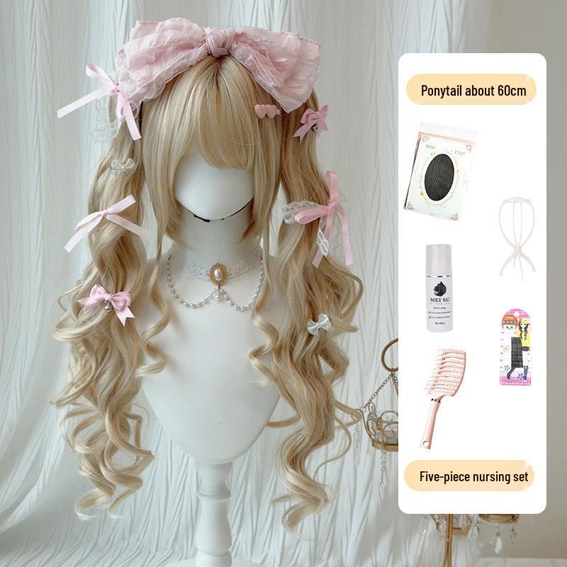 Cross-Border Double Ponytail Lolita Wig - Japanese Roman Curl with Tiger Mouth Clip