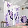 2pcs,2D Plane Printing Light Filtering Curtains Lavender Wings Polyester Easy Install (without Rod) Decorations Outdoor Use for