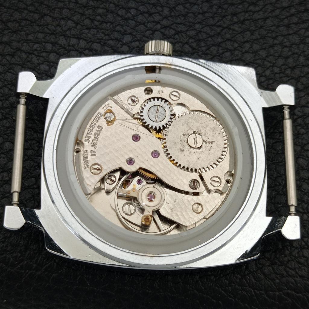 HAND-WINDING SWISS MENS REFURBISHED VINTAGE BLUE COLOR DIAL WATCH A707284-1